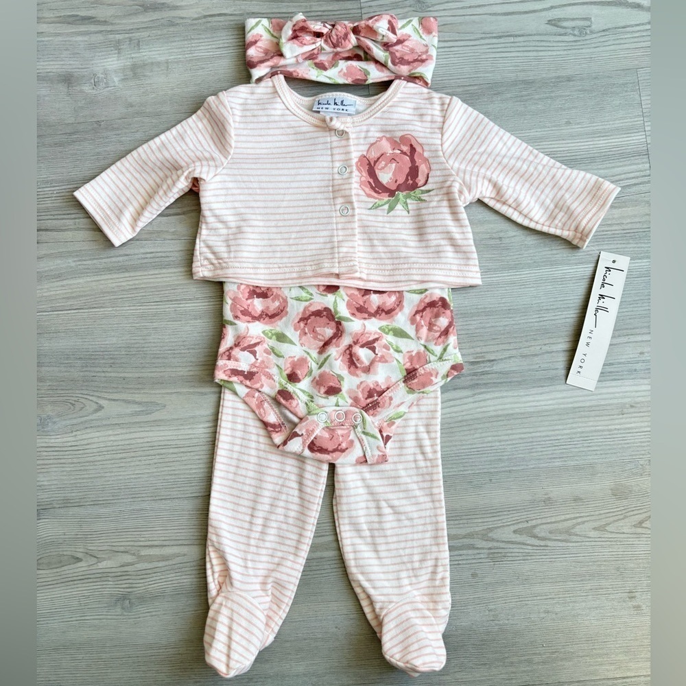 Nicole Miller New York Baby Girl Pink 4pc Cardigan Set